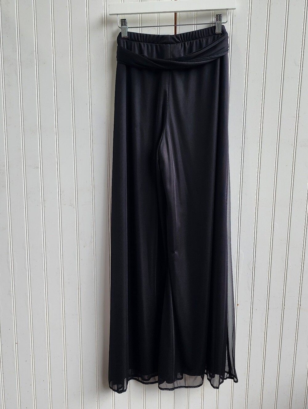 Connected Apparel Womens Black Dress Pants Wide Mesh Lined Tie Belt Sz LJ8 - Picture 6 of 12